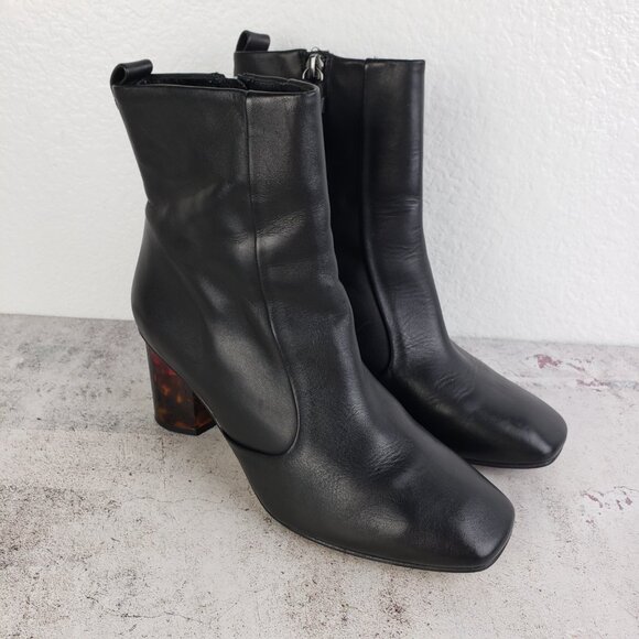 Kurt Geiger London Stride 70 Bootie Smooth Leather Black size 38 US 7.5 Heels - Picture 7 of 16